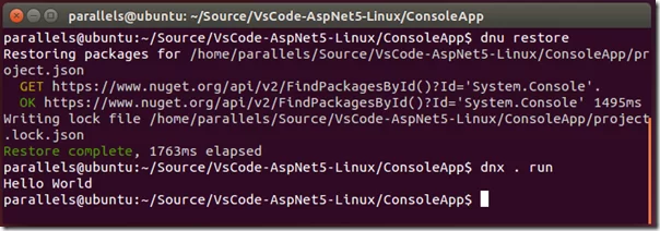 linux-console-helloworld