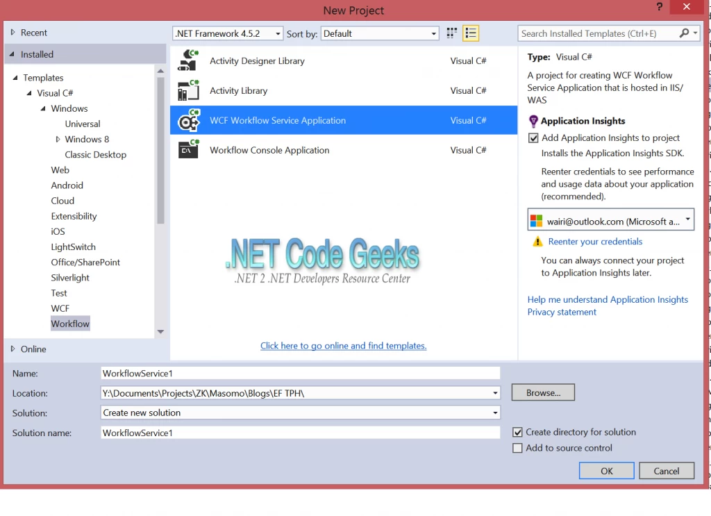 New WCF Workflow Service Application